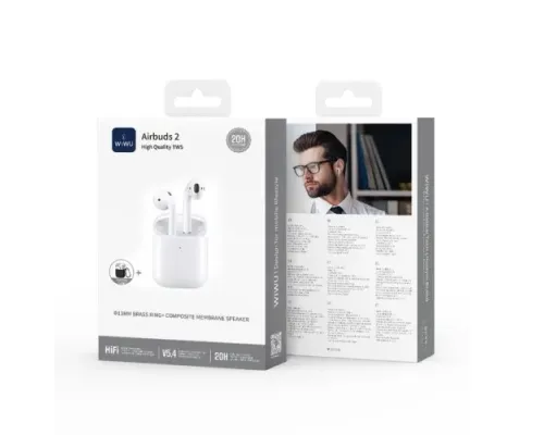 Навушники WiWU Airbuds 2 (4-mic ENC) White mag-6976975613689153570