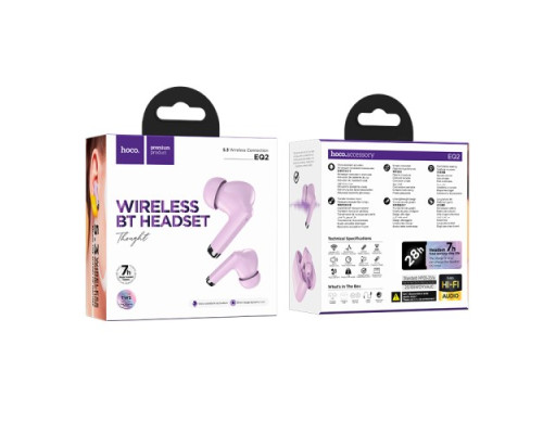 Навушники бездротові HOCO EQ2 Thought true wireless BT5.3/7hours Purple mag-6931474798541131421