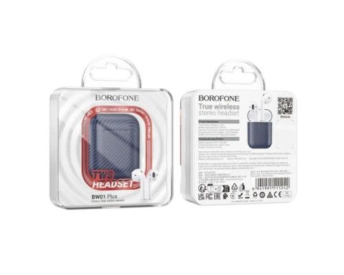 Навушники бездротові BOROFONE BW01 Plus carbon сині mag-6941991111242134276