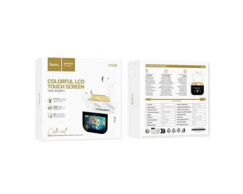 Навушники бездротові HOCO EW89 Kissa true wireless touch screen BT headset White mag-6942007658973151848