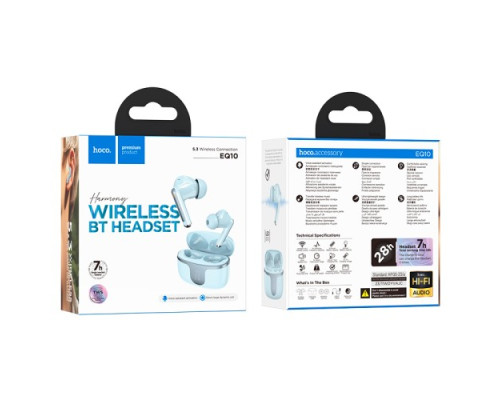 Навушники бездротові HOCO EQ10 Harmony true wireless BT5.3/7hours Blue mag-6942007618694137323