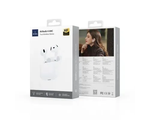 Навушники WiWU Airbuds 4 ANC (4-mic ENC) White mag-6976975614389153571