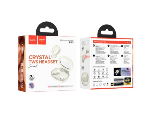 Навушники бездротові HOCO EQ3 Smart true wireless BT5.3/7hours Milky White mag-693147479857232789