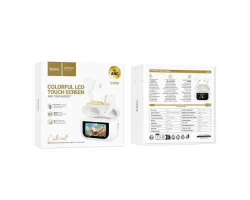 Навушники бездротові HOCO EW88 Rampino true wireless ANC touch screen BT headset White mag-6942007658966152409