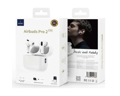 Навушники WiWU Airbuds Pro 2 ANC (4-mic ENC) White mag-6976975614396153572