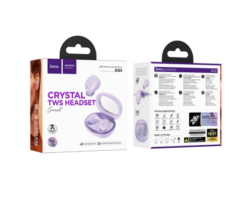 Навушники бездротові HOCO EQ3 Smart true wireless BT5.3/7hours Purple mag-693147479858932790