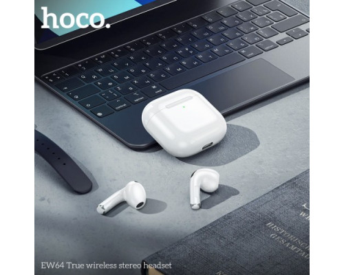 Навушники бездротові HOCO EW64 True wireless stereo headset BT5.3/6hours White mag-6942007620635143105