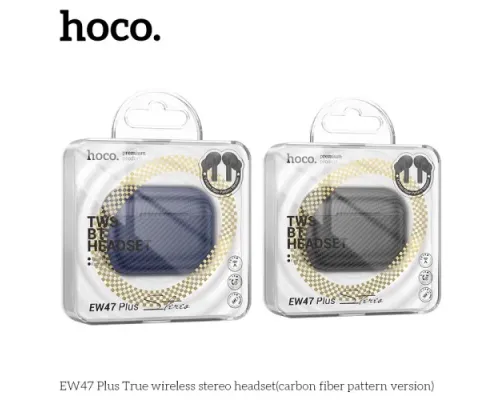 Навушники бездротові HOCO EW47 Plus True wireless stereo headset CARBON ver. BT5.3/6hours Blue mag-6942007623322145064