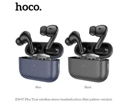 Навушники бездротові HOCO EW47 Plus True wireless stereo headset CARBON ver. BT5.3/6hours Blue mag-6942007623322145064