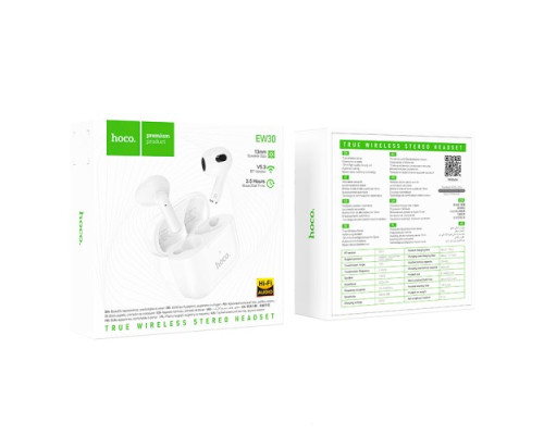 Навушники бездротові HOCO EW30 Intelligent true wireless BT headset White mag-693147478279358969