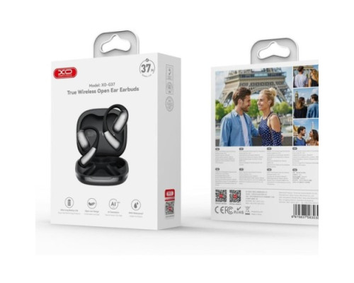 Навушники бездротові XO G37 Leather Pattern Charging Compartment Al Translate OWS Headset Чорні mag-6975837583030140458