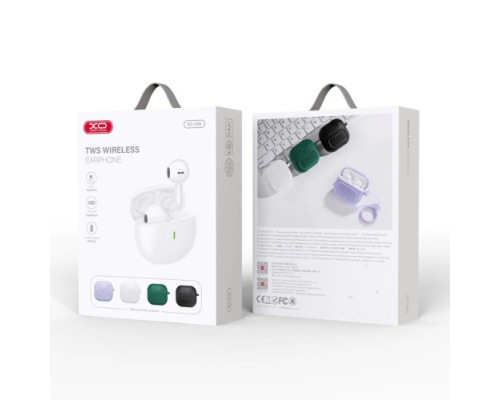 Навушники бездротові XO X26 graphic TWS Bluetooth earphones with silicone case and lanyard Білі mag-6920680846368137482