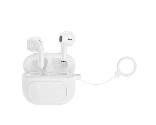 Навушники бездротові XO X26 graphic TWS Bluetooth earphones with silicone case and lanyard Білі mag-6920680846368137482