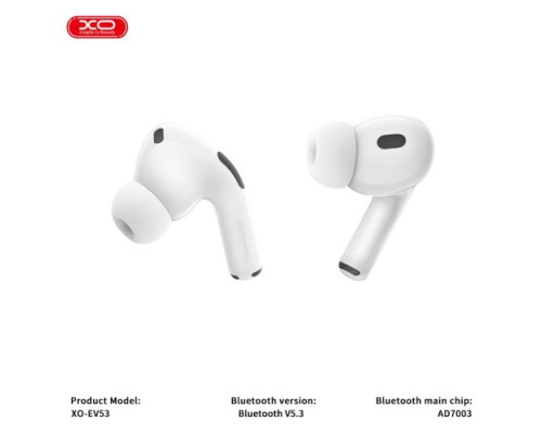 Навушники бездротові XO EV53 V Full-Featured ANC Noise Canceling Headphones with Buzzer білі mag-6920680858835136213