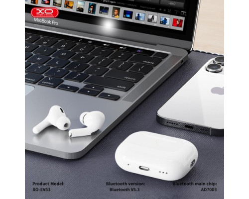 Навушники бездротові XO EV53 V Full-Featured ANC Noise Canceling Headphones with Buzzer білі mag-6920680858835136213