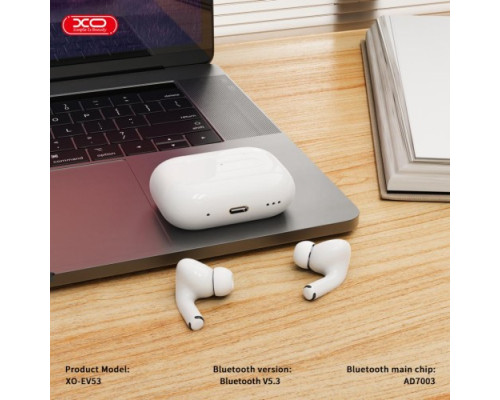 Навушники бездротові XO EV53 V Full-Featured ANC Noise Canceling Headphones with Buzzer білі mag-6920680858835136213