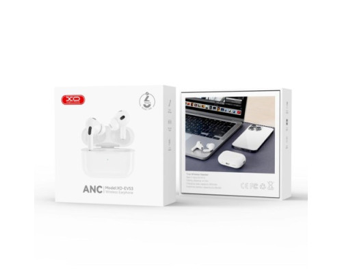 Навушники бездротові XO EV53 V Full-Featured ANC Noise Canceling Headphones with Buzzer білі mag-6920680858835136213