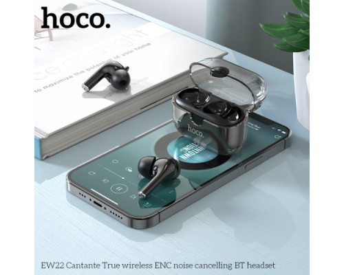 Навушники бездротові HOCO EW22 Cantante True ws ENC noise cancelling Чорні mag-693147477780555633