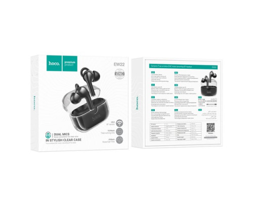 Навушники бездротові HOCO EW22 Cantante True ws ENC noise cancelling Чорні mag-693147477780555633