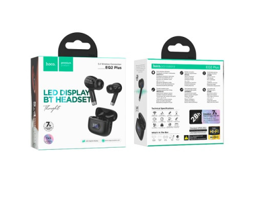Навушники бездротові HOCO EQ2 Plus Thought true wireless BT5.4/7hours Black mag-6942007623636141562