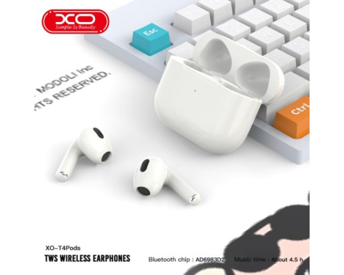 Навушники бездротові XO T4 Pods Bluetooth headset Білі mag-692068084303918852