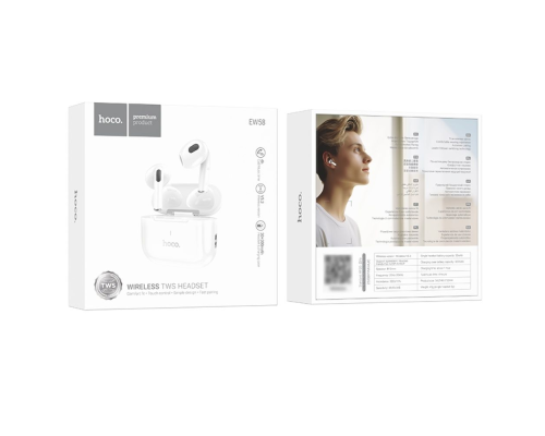 Навушники bluetooth Hoco EW58 TWS white PLS-00-00116929