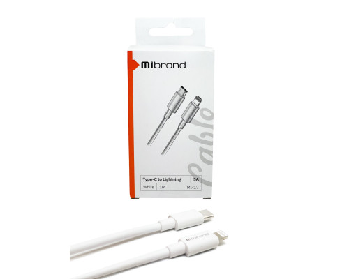 Кабель Mibrand MI-17 Flexible Charging Line Type-C for Lightning 5A 1m White