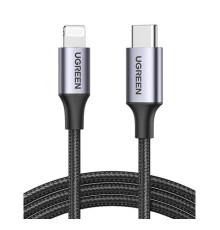 Кабель UGREEN US304 USB-C to Lightning M/M Cable Aluminum Shell Braided 1m (Black) (UGR-60759)