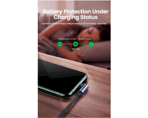 Кабель UGREEN US305 USB-C to Lightning Angled Cable Aluminum Shell Braided 1m(UGR-60763)