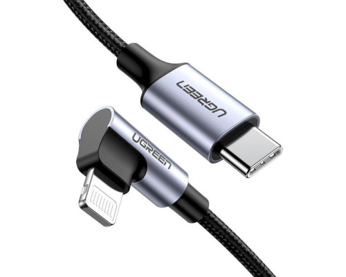Кабель UGREEN US305 USB-C to Lightning Angled Cable Aluminum Shell Braided 1m(UGR-60763)