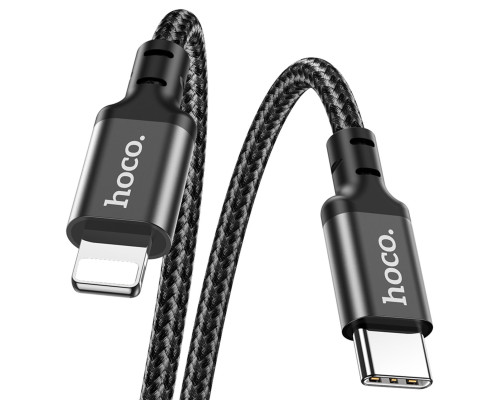 Кабель HOCO X14 Type-C to iP 3A, 20W, 3m, nylon, aluminum connectors, Black