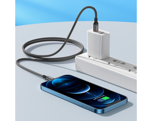 Кабель HOCO X14 Type-C to iP 3A, 20W, 3m, nylon, aluminum connectors, Black