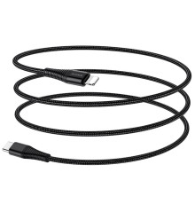 Кабель BOROFONE BU27 USB to iP, 3A, 20W, 1m, nylon, aluminum connectors, Black