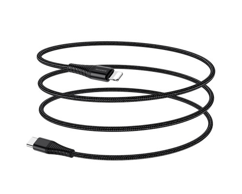 Кабель BOROFONE BU27 USB to iP, 3A, 20W, 1m, nylon, aluminum connectors, Black