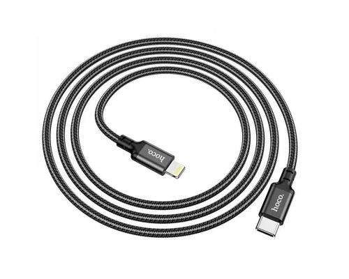 Кабель HOCO X14 Type-C to iP 3A, 20W, 2m, nylon, aluminum connectors, Black