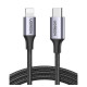 Кабель UGREEN US304 USB-C to Lightning M/M Cable Aluminum Shell Braided 1.5m (Black) (UGR-60760)