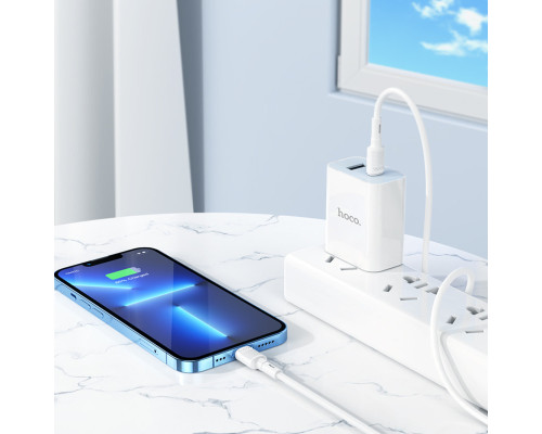 Кабель HOCO X83 Type-C to iP 20W, 1m, PVC, PVC connectors, White