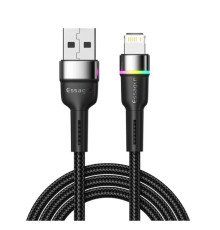 Кабель Essager Colorful LED USB Cable Fast Charging 2.4A USB-A to Lightning 2m black (EXCL-XCDA01)