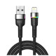 Кабель Essager Colorful LED USB Cable Fast Charging 2.4A USB-A to Lightning 2m black (EXCL-XCDA01)