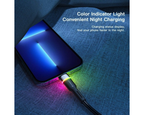 Кабель Essager Colorful LED USB Cable Fast Charging 2.4A USB-A to Lightning 2m black (EXCL-XCDA01)