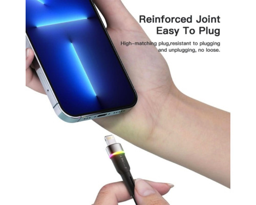 Кабель Essager Colorful LED USB Cable Fast Charging 2.4A USB-A to Lightning 2m black (EXCL-XCDA01)