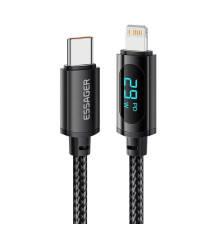 Кабель Essager Enjoy LED Digital Display USB Charging Cable Type C to Lightning 29W 1m black (EXCTL-XY01-P)