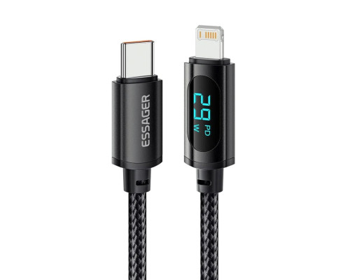 Кабель Essager Enjoy LED Digital Display USB Charging Cable Type C to Lightning 29W 1m black (EXCTL-XY01-P)