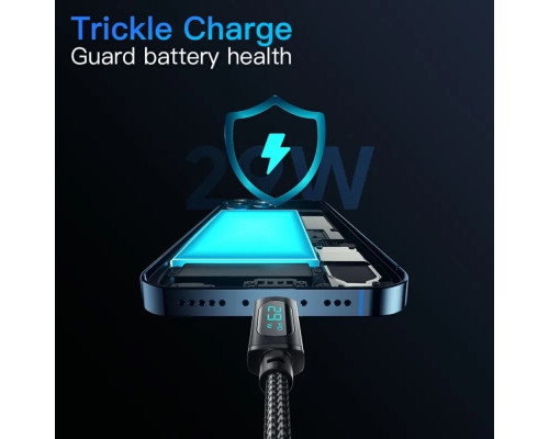 Кабель Essager Enjoy LED Digital Display USB Charging Cable Type C to Lightning 29W 1m black (EXCTL-XY01-P)