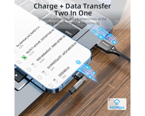 Кабель Essager Universal 540 Ratate 3A Magnetic USB Charging Cable Lightning 2m grey (EXCCXL-WXA0G)