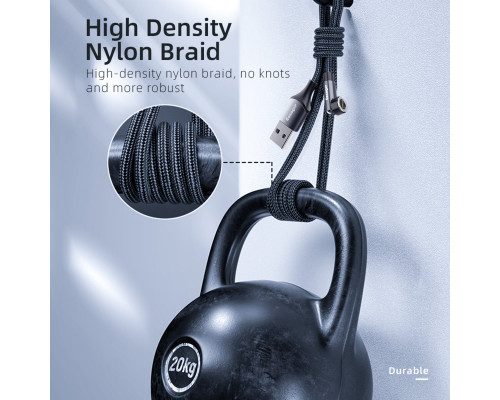 Кабель Essager Universal 540 Ratate 3A Magnetic USB Charging Cable Lightning 2m grey (EXCCXL-WXA0G)