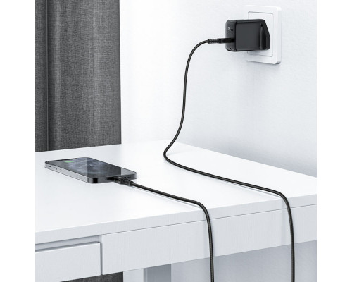 Кабель ACEFAST C4-01 Type-C to iP 3A, 30W, 1.8m, nylon, zinc connectors, Black