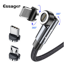 Кабель Essager Universal 540 Ratate 3A Magnetic USB Charging Cable Lightning 1m grey (EXCCXL-WX0G)
