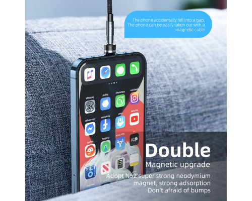 Кабель Essager Universal 540 Ratate 3A Magnetic USB Charging Cable Lightning 1m grey (EXCCXL-WX0G)