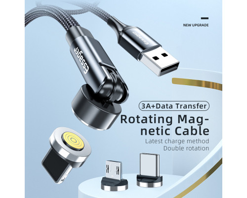 Кабель Essager Universal 540 Ratate 3A Magnetic USB Charging Cable Lightning 1m grey (EXCCXL-WX0G)